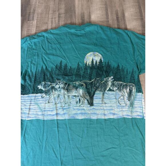Vintage Bad Lands South Dakota Wraparound Nature T Shirt Wolf Teal Signal Tee XL - Picture 6 of 9